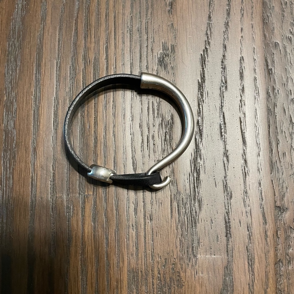 Handmade Sterling Silver and Leather Bracelet